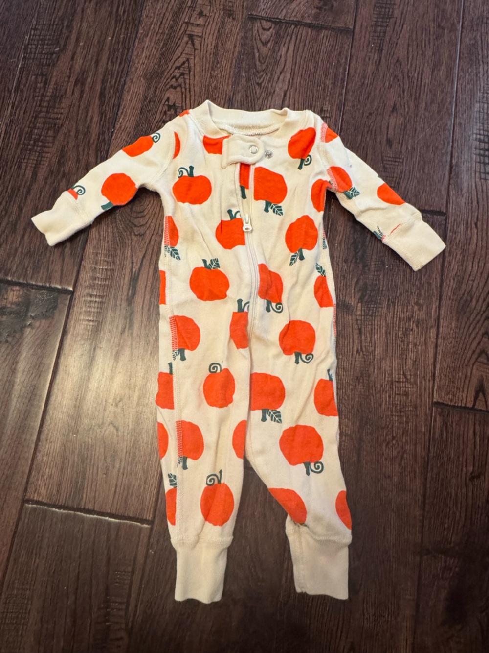 Hanna Andersson Cream One-Piece with Orange Apple Print
